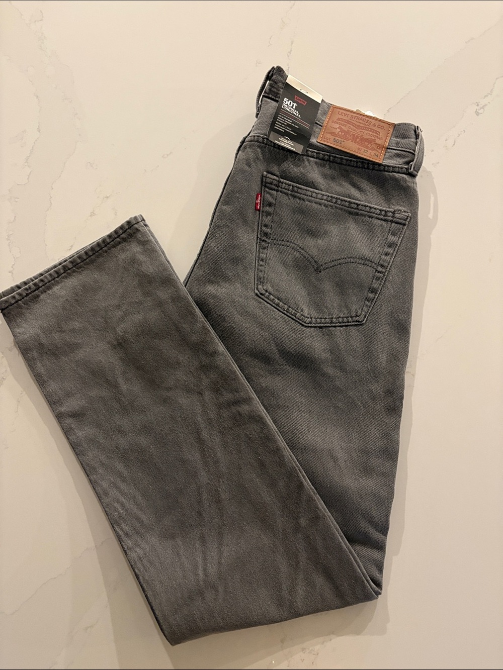 NWT Levi's 501 Gray Straight Jeans Size 32